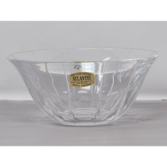 Atlantis Full Lead Crystal Hand-Blown & Cut Round Bowl Made In Portugal - Picture 1 of 10